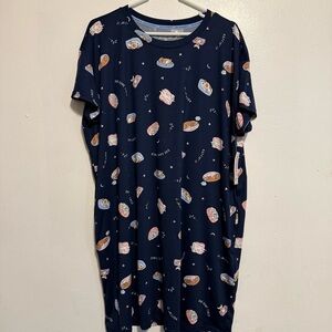 Joyspun Navy Blue Night Shirt with Cute Dog Print Women’s Size L-XL New